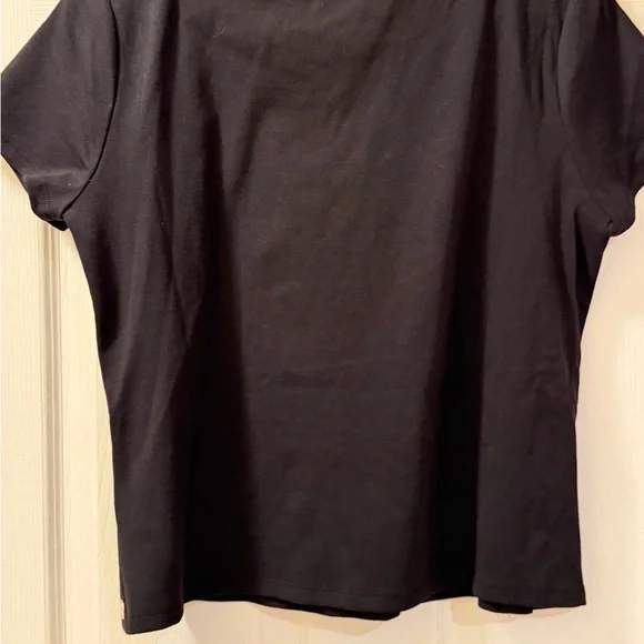 Michael Kors Black Short Sleeve Top with Gold Snap Detail - Picture 3 of 5